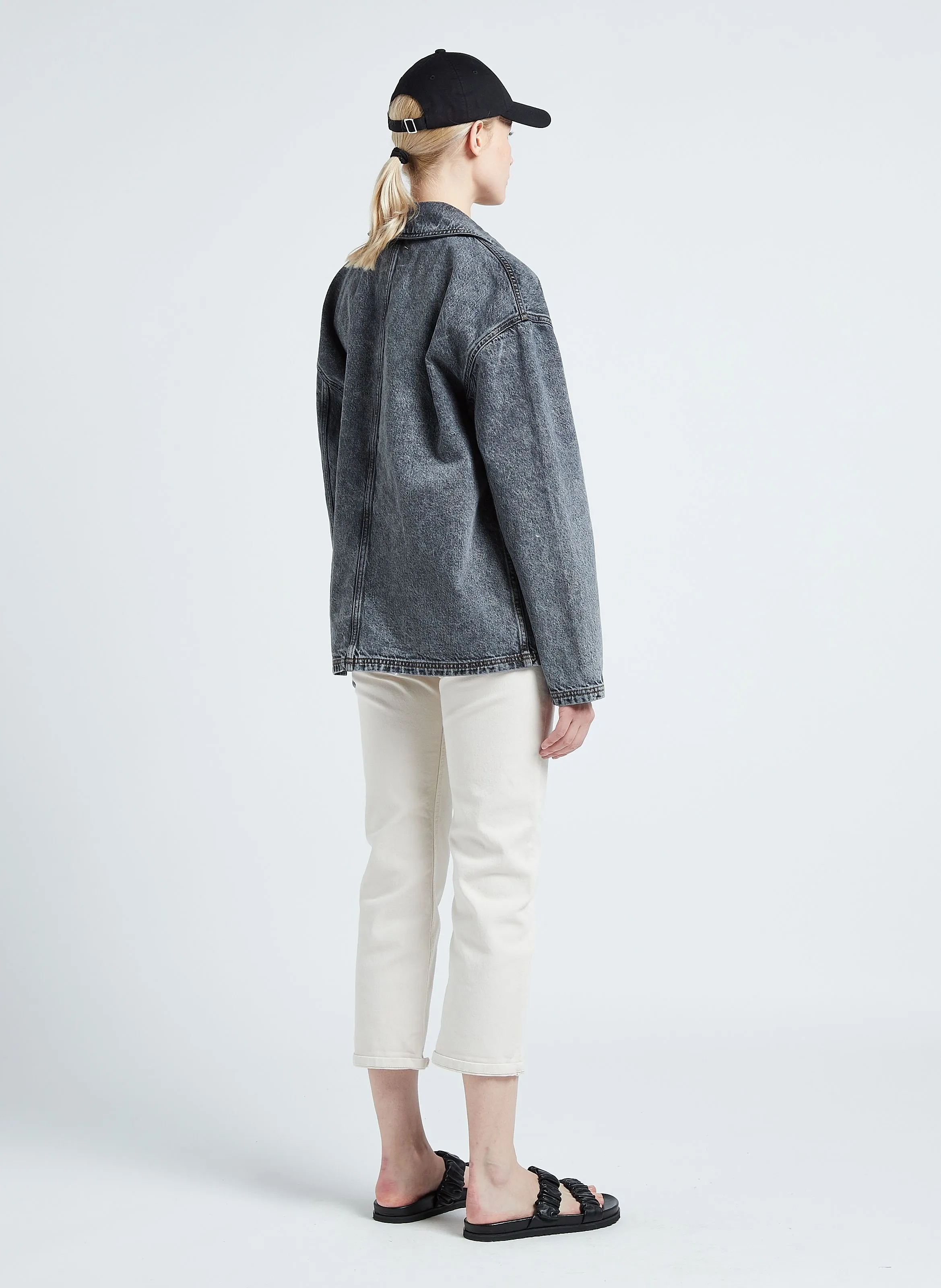 YOPDAY  CHAQUETA DE DENIM DE ALGODóN CON CUELLO CLáSICO EN GRIS