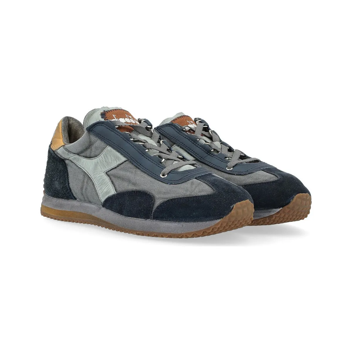 Zapatilla  en lona y ante azul