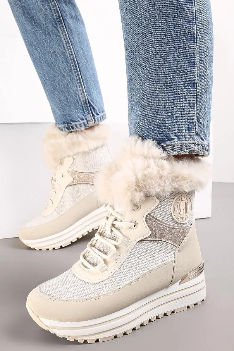 Zapatillas altas cálidas, blancas