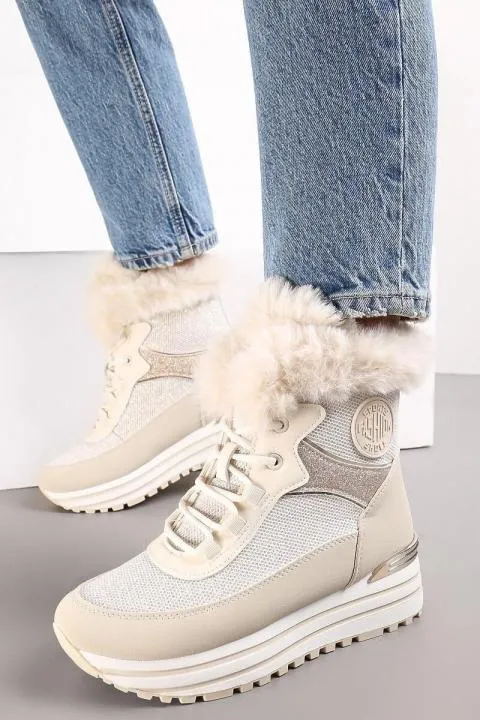 Zapatillas altas cálidas, blancas