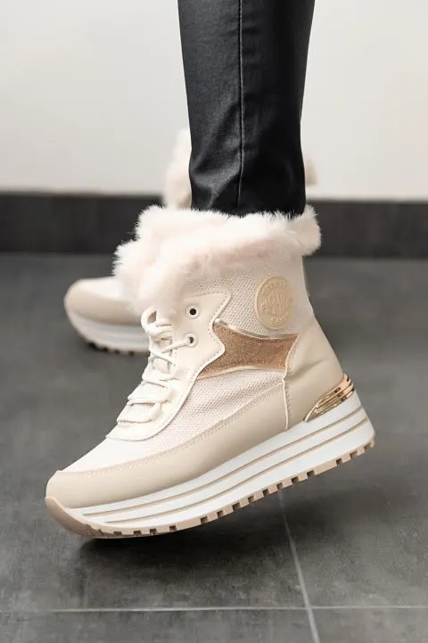 Zapatillas altas cálidas, blancas