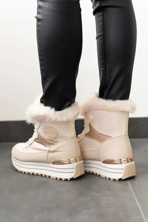 Zapatillas altas cálidas, blancas