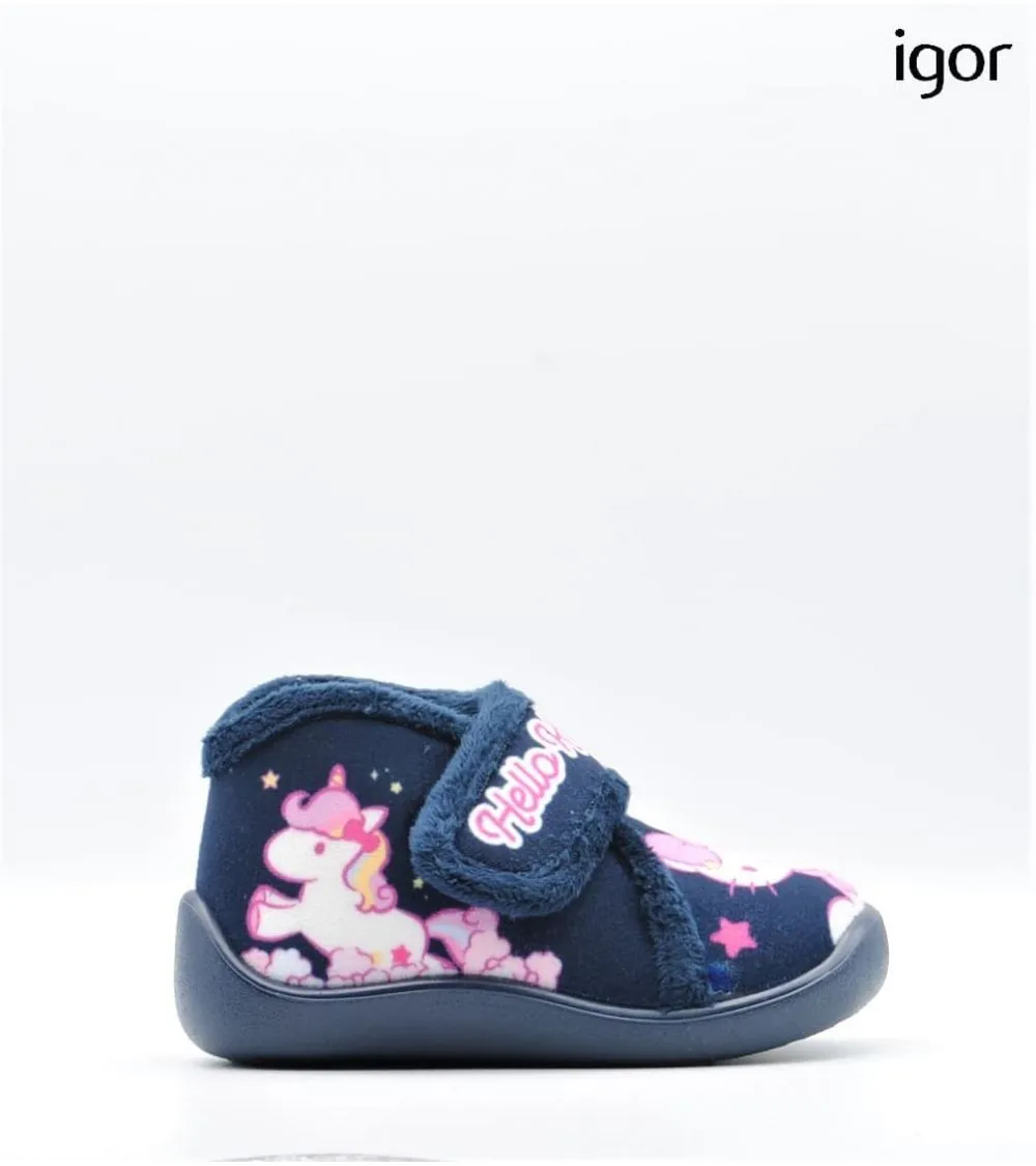 ZAPATILLAS DE ANDAR POR CASA IGOR VELCRO HELLO KITTY AZUL MARINO