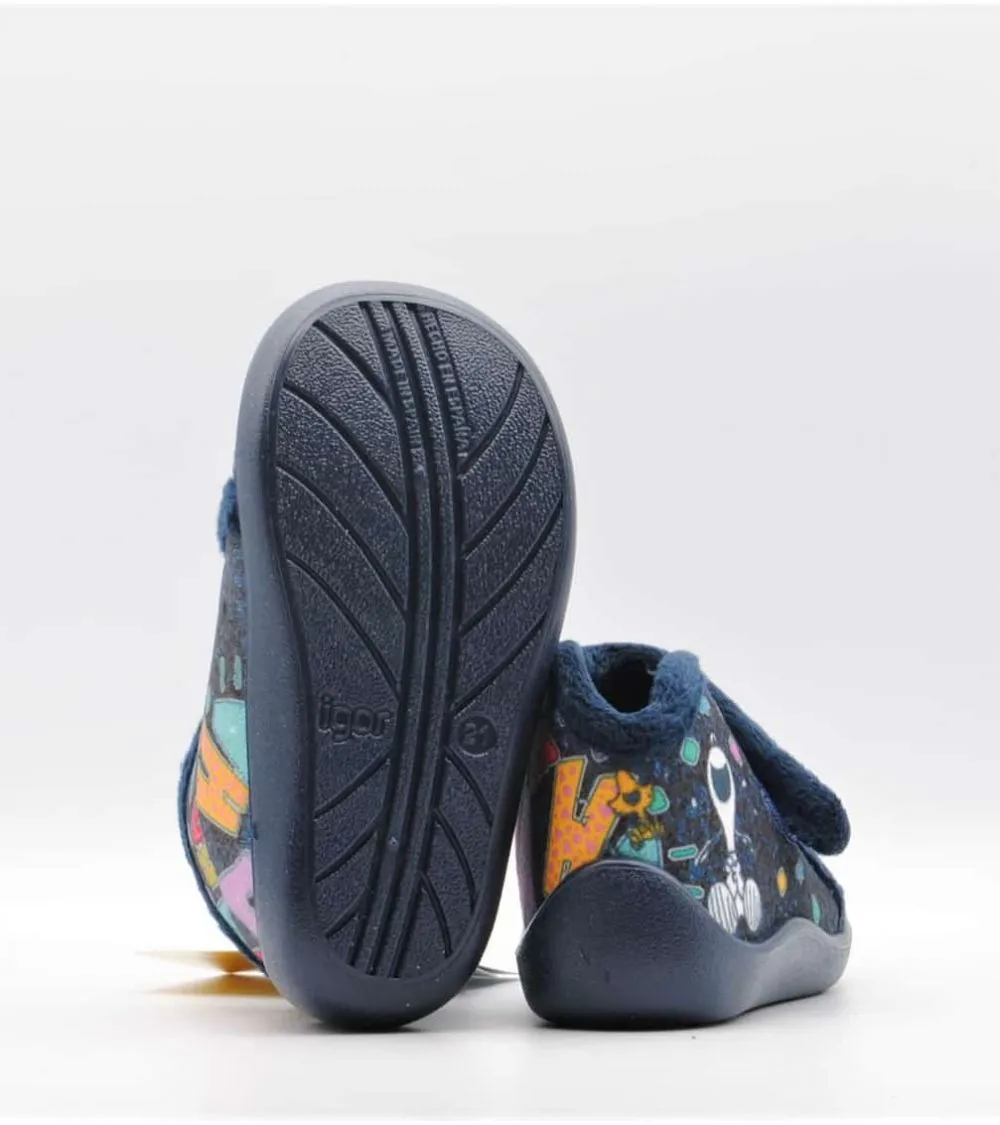 ZAPATILLAS DE ANDAR POR CASA IGOR VELCRO SNOOPY AZUL MARINO