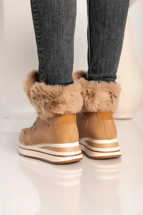 Zapatillas deportivasde cuero artificial y textil Teula, beige