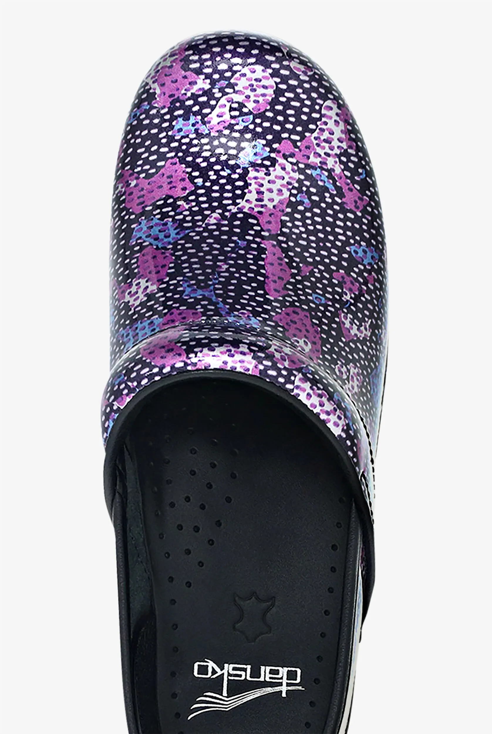 Zuecos de enfermería Dansko Professional Dotty Abstract de charol para mujer