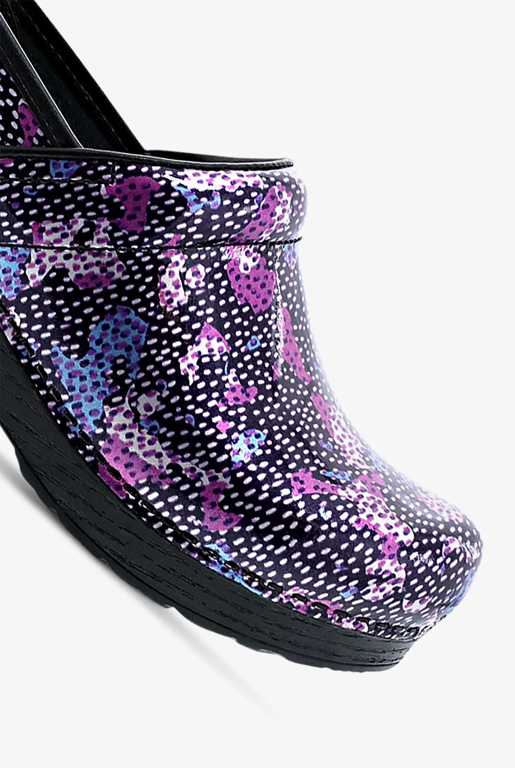 Zuecos de enfermería Dansko Professional Dotty Abstract de charol para mujer